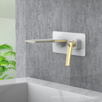 Modern Luxury Brass Wall Mounted Waterfall Basin Faucet